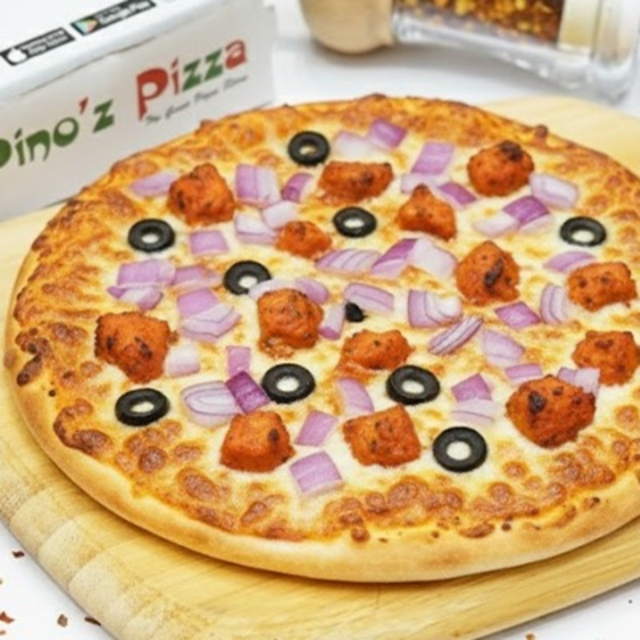 12" 4 Cheese Chicken Pizza.