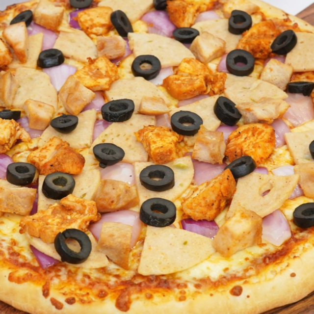 9" 4 Cheese Chicken Pizza.