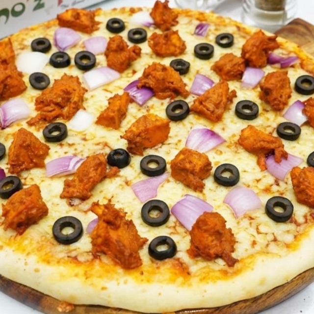 12" 4 Cheese Chicken Pizza.