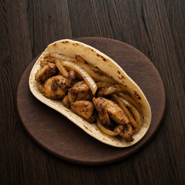 Jamaican Chicken & Onion Taco.