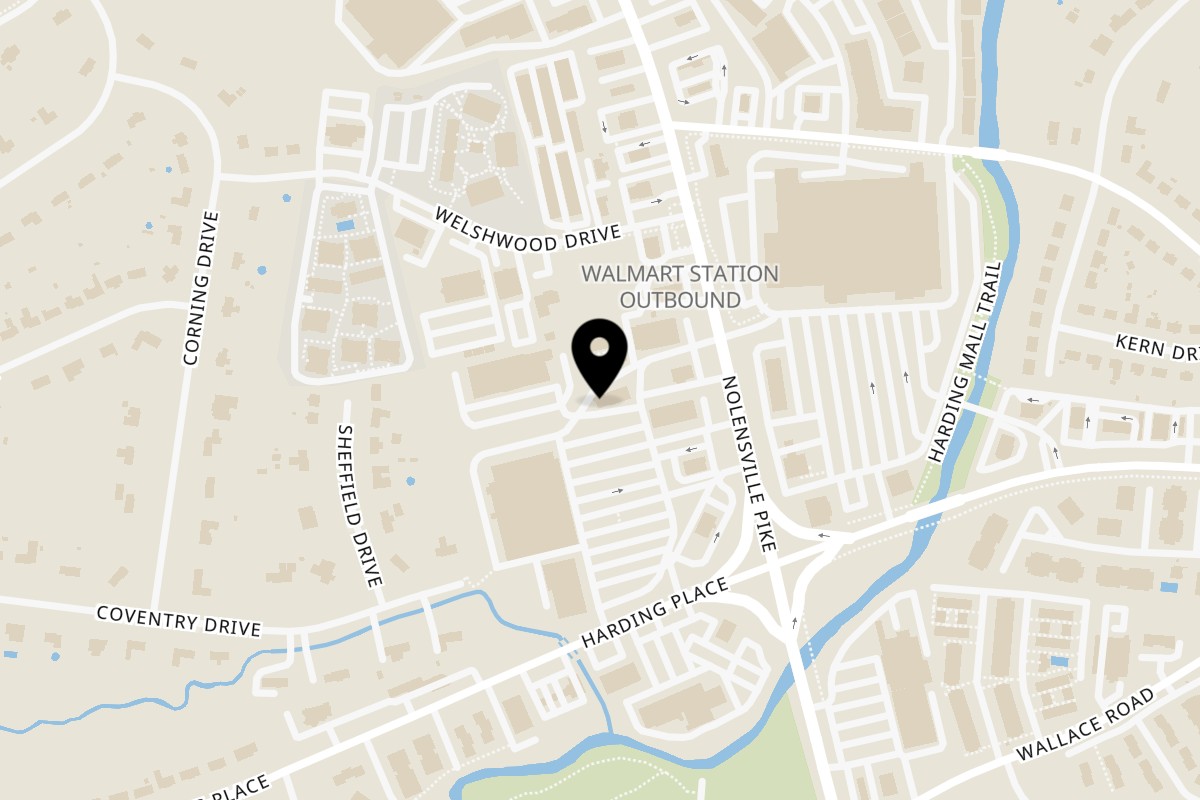 Map showing the location of La Pino'z Pizza Nashville on 4047 Nolensville Pk A in Nashville